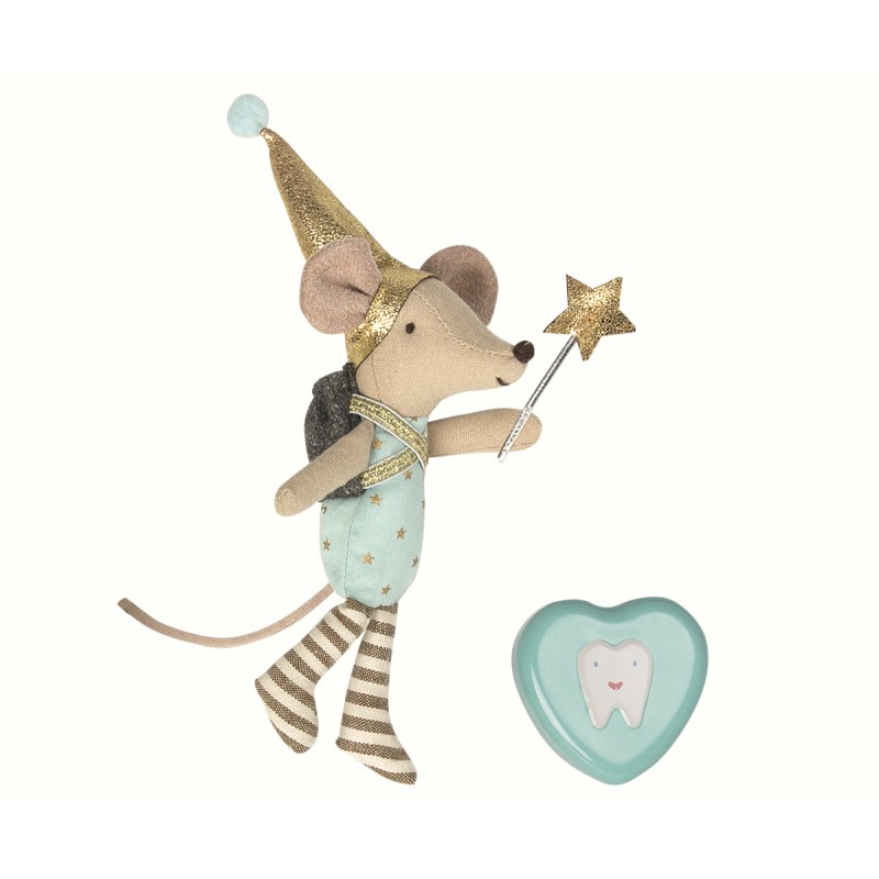 Petite souris fée des dents avec sa boite en métal (boy) - MAILEG - Perlin  Paon Paon